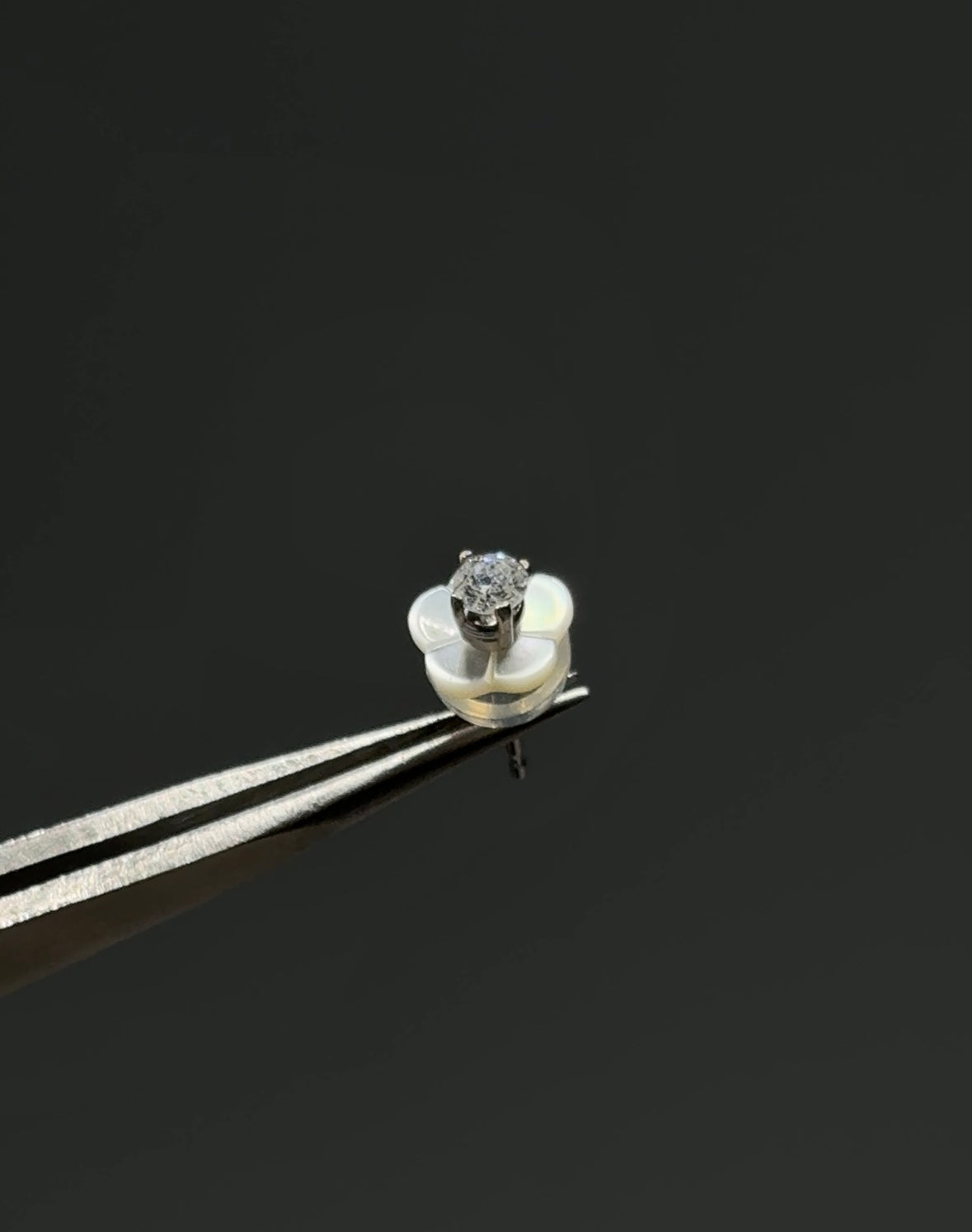 14KT White Gold Diamond Studs with Removeable Mother of Pearl Earring Jackets