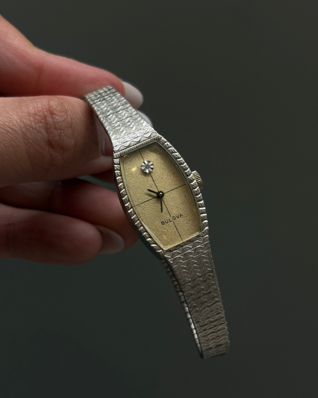 1970s 10KT Rolled Gold Bulova Diamond Wind-Up
