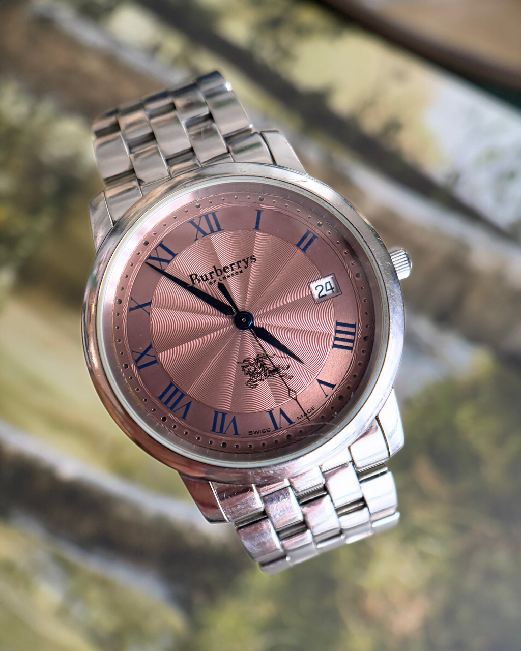 Burberry Salmon Guilloché Date Window Quartz