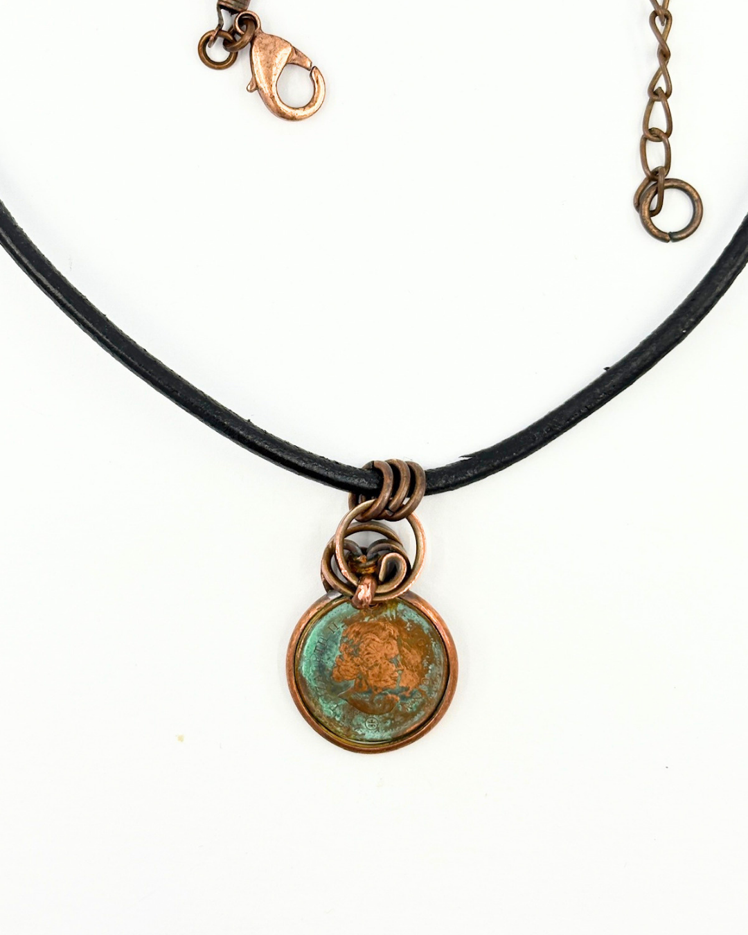 Handmade Vintage Leather & 2012 Penny Pendant