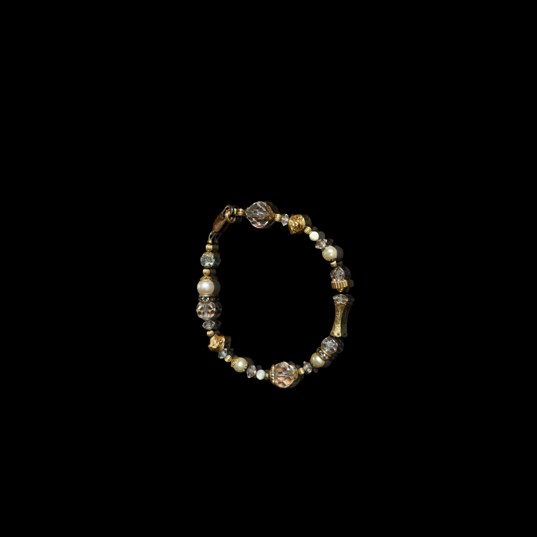 18KT GF Fresh Water Pearl and Crystal Bracelet