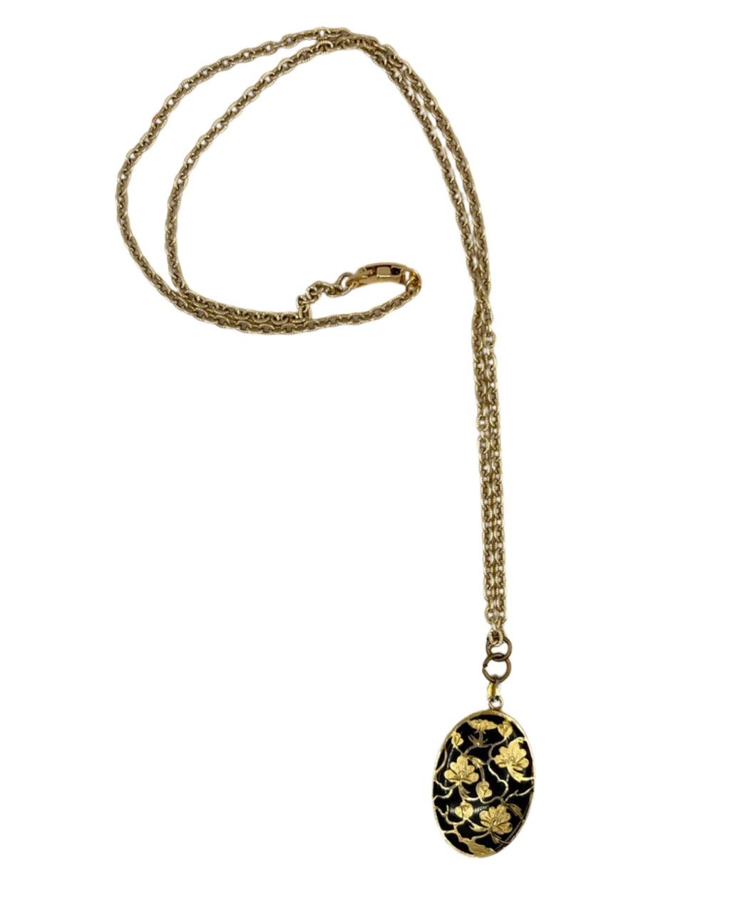 German Onyx Glass Floral Statement Necklace