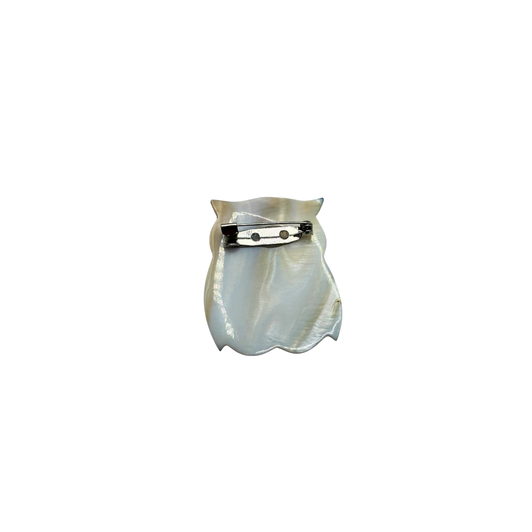 Abalone, MOP & Enamel Owl Brooch