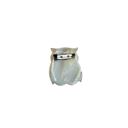 Broche Hibou en Ormeau, Nacre et Émail