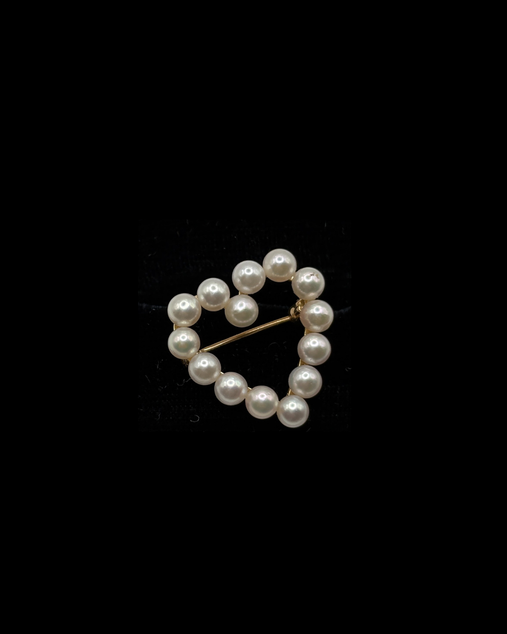 14KT Genuine Pearl Heart Brooch
