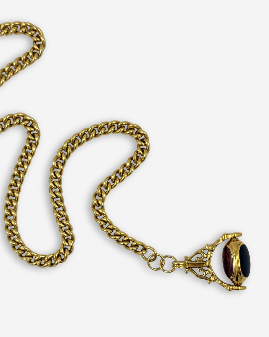 Vintage Gold Filled Albert Chain & Spinner Watch Fob
