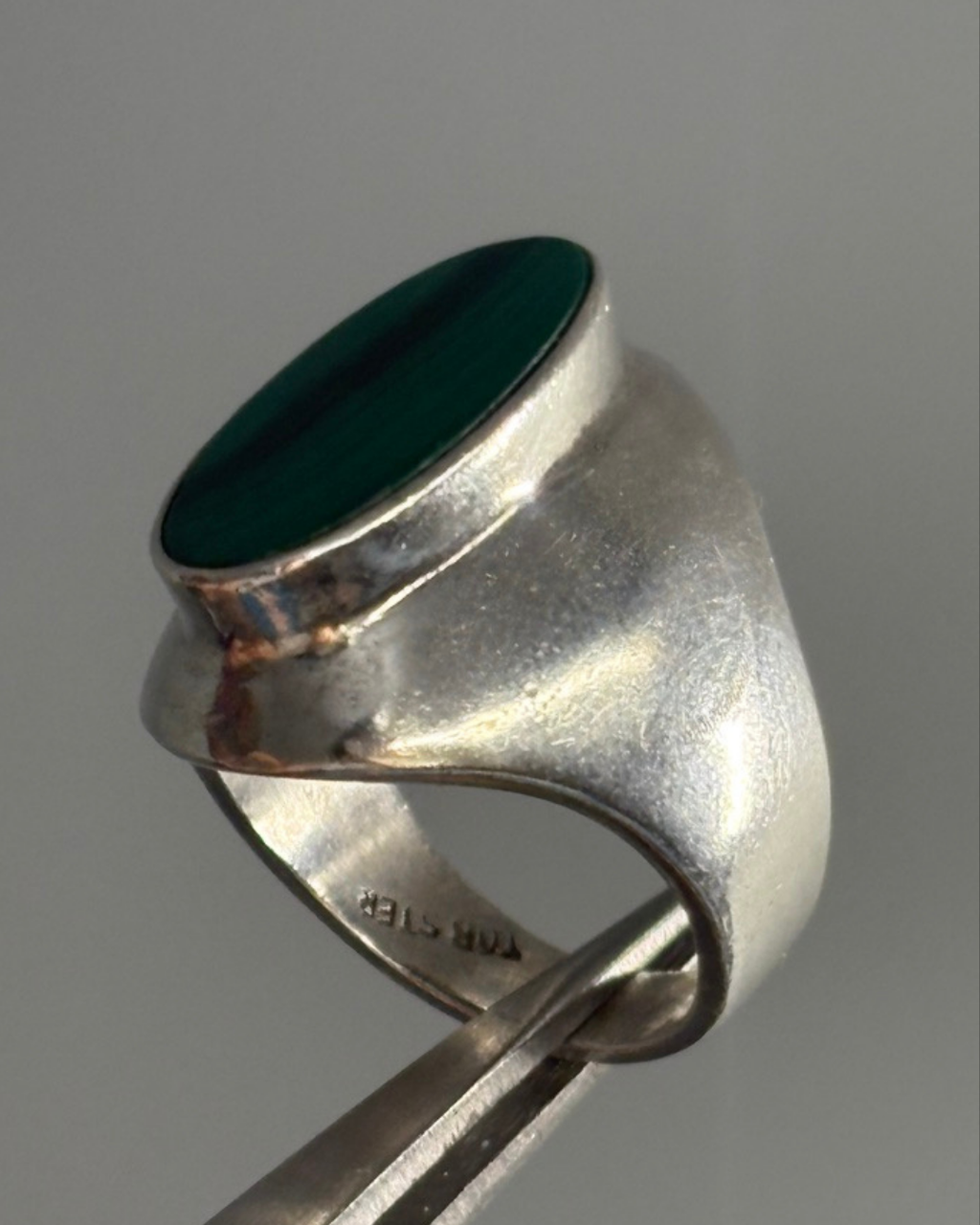 Sterling Malachite Signet Ring