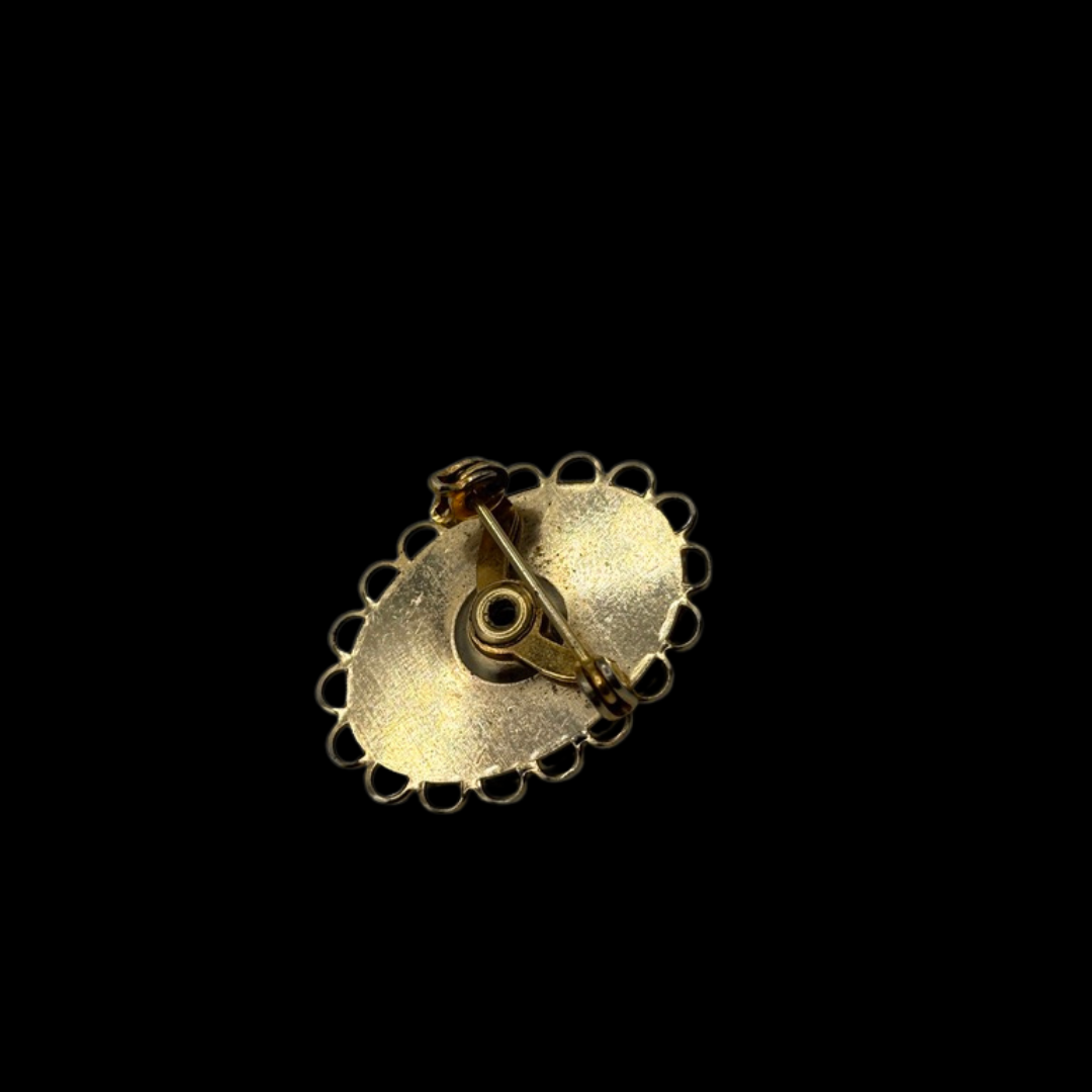 Gold Plated Jade Brooch