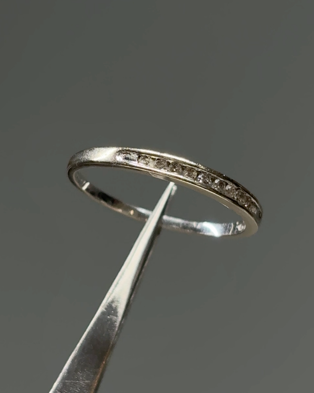 Estate 10KT White Gold Half Eternity Diamond Band