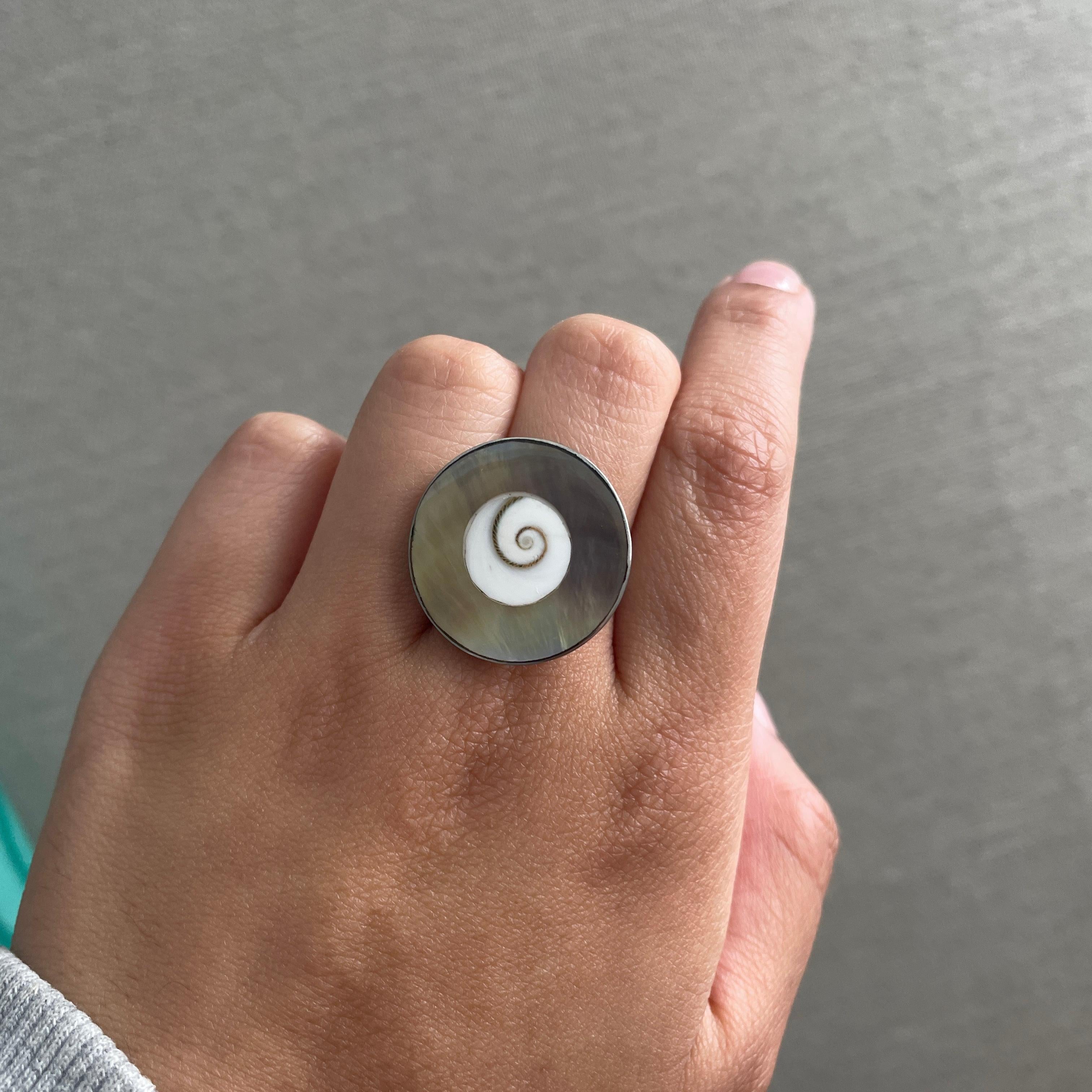 Adjustable Shiva Mother of Pearl Ring