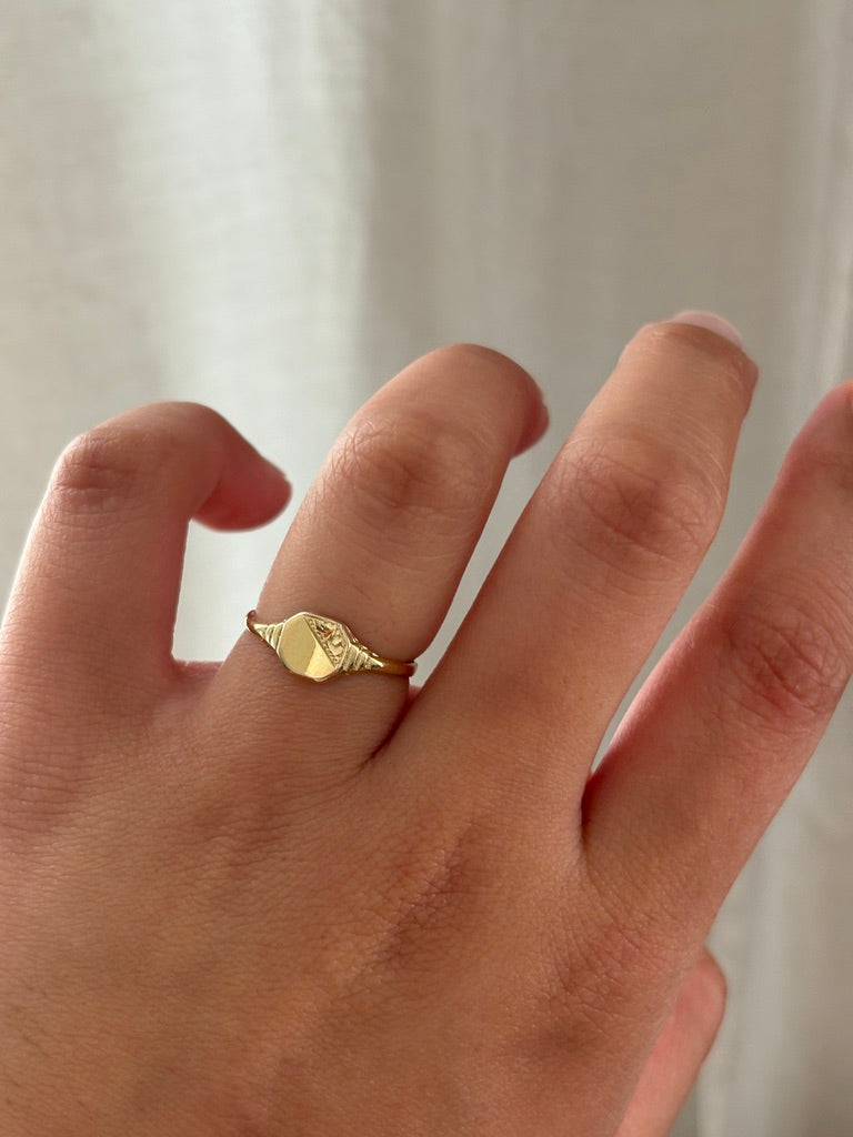 Bague chevalière en or sur argent sterling