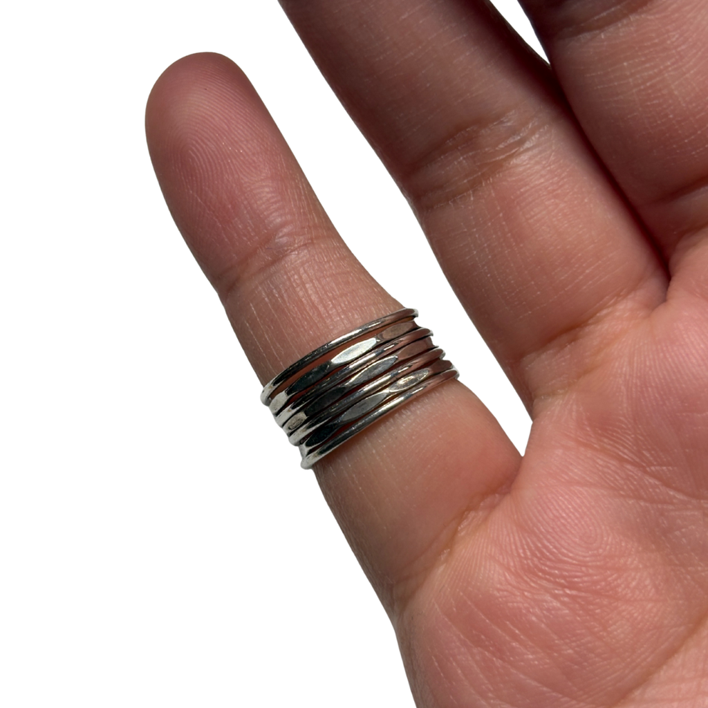 925 80s Articulate Stacking Ring with Heart Charm