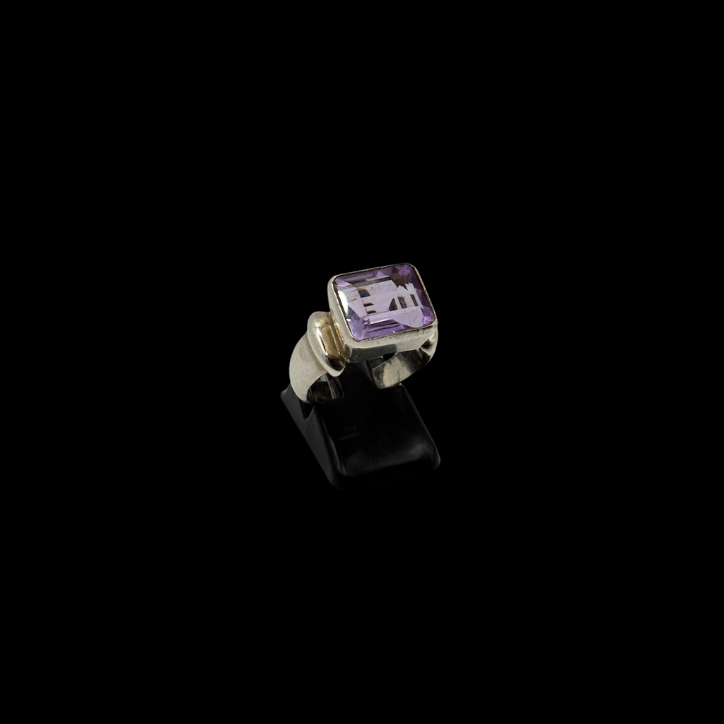 Sterling Statement Amethyst Deco Ring