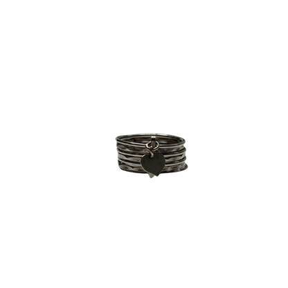 925 80s Articulate Stacking Ring with Heart Charm