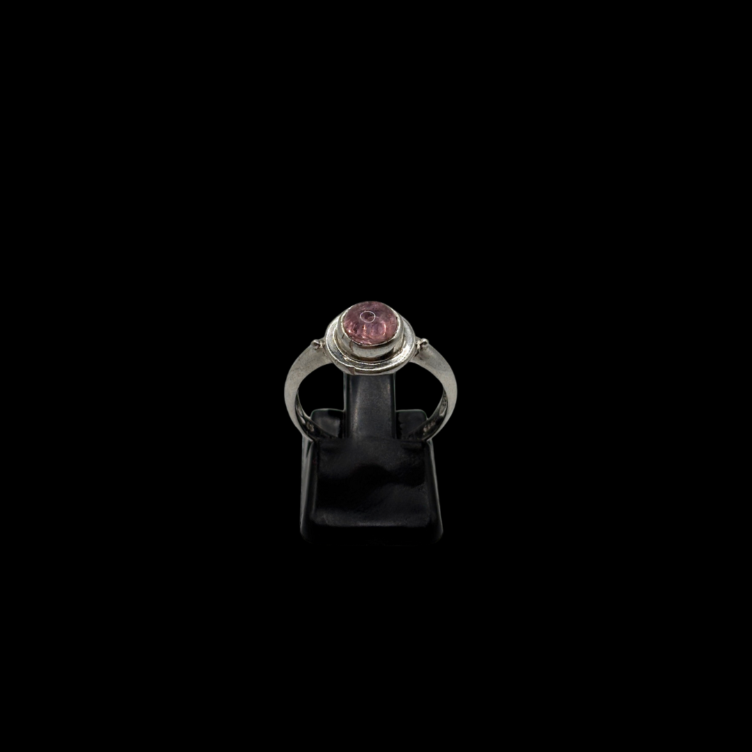Sterling Elbaite Tourmaline Cabachon Ring