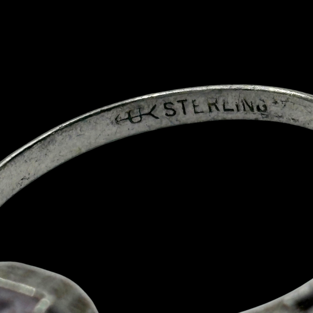Bague ancienne en argent sterling à 3 pierres