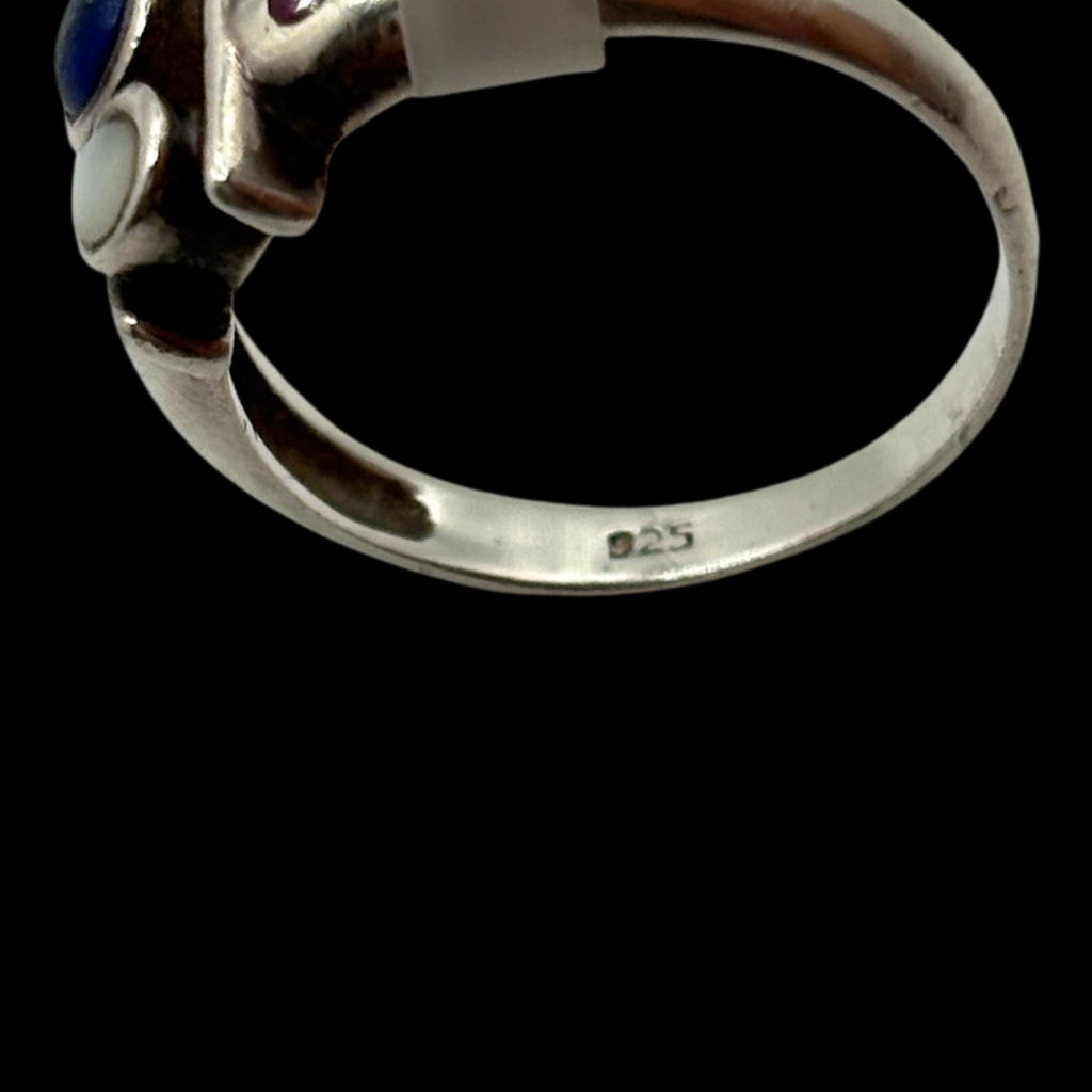 Rare Sterling Multi-Gemstone Ring