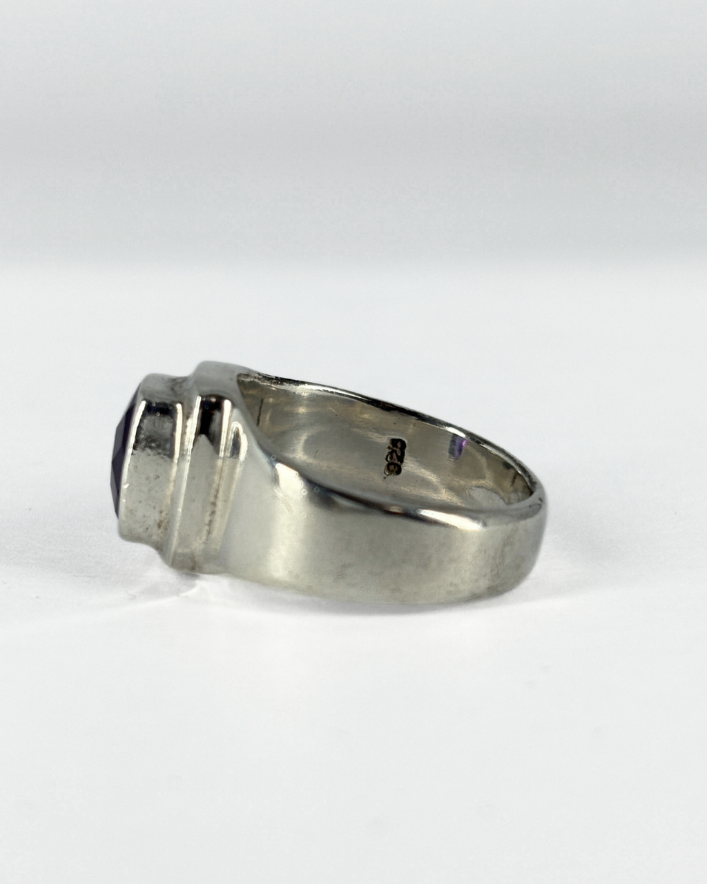 Sterling Silver Cushion Cut Amethyst Ring