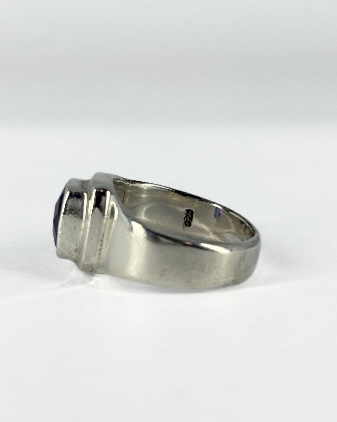Sterling Silver Cushion Cut Amethyst Ring