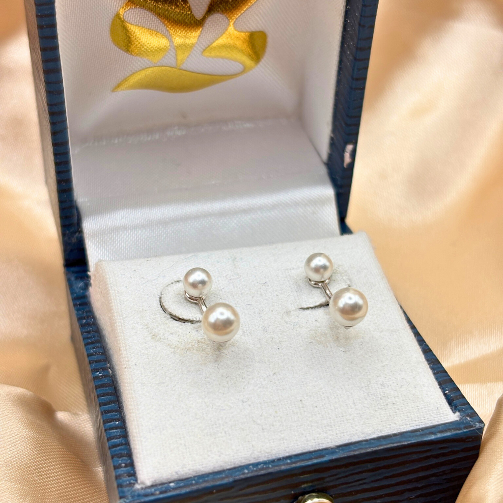 Sterling Dainty Double Pearl Ear Jacket