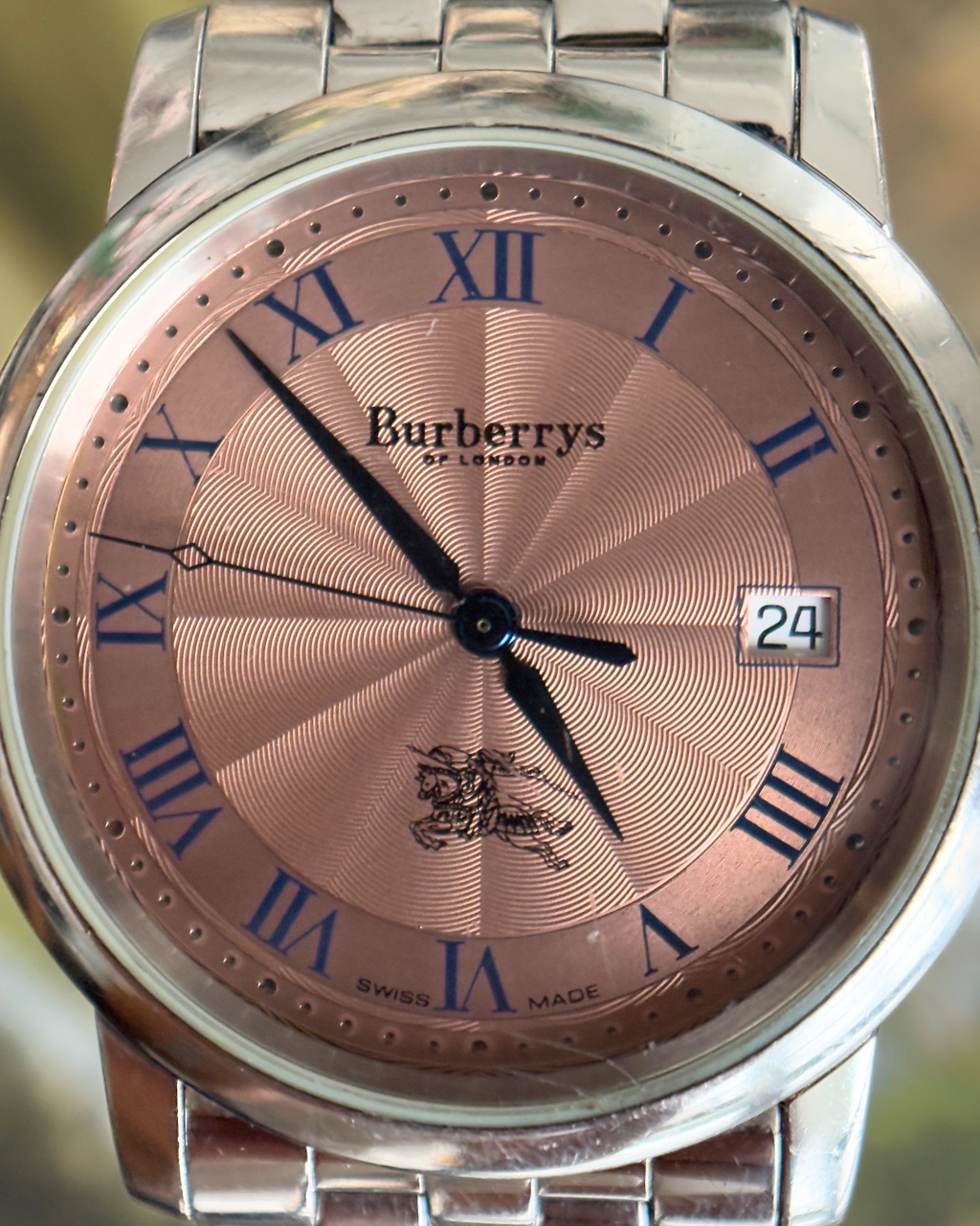 Burberry Salmon Guilloché Date Window Quartz