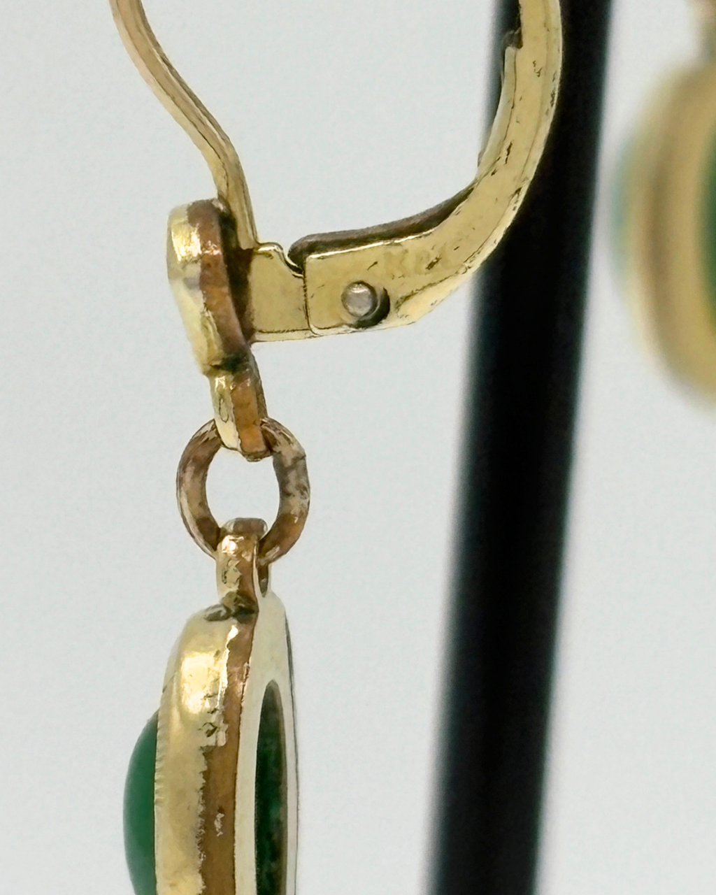 Boucles d'oreilles en calcédoine verte Kordes & Lichtenfels plaqué or