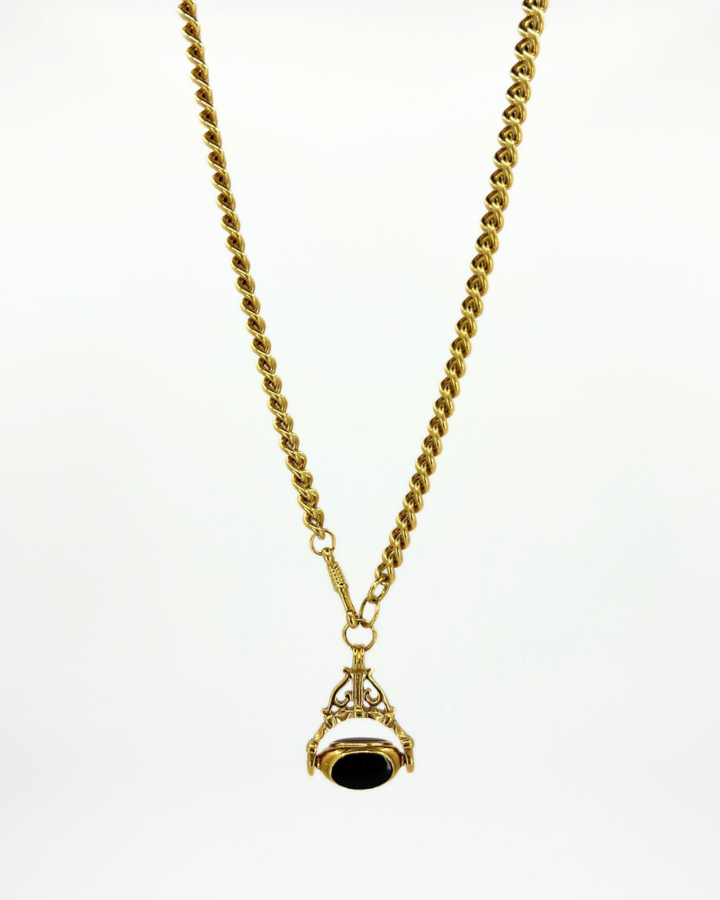 Vintage Gold Filled Albert Chain & Spinner Watch Fob