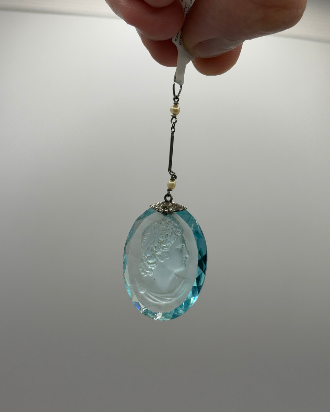 Antique Sterling Glass Cameo Pendant