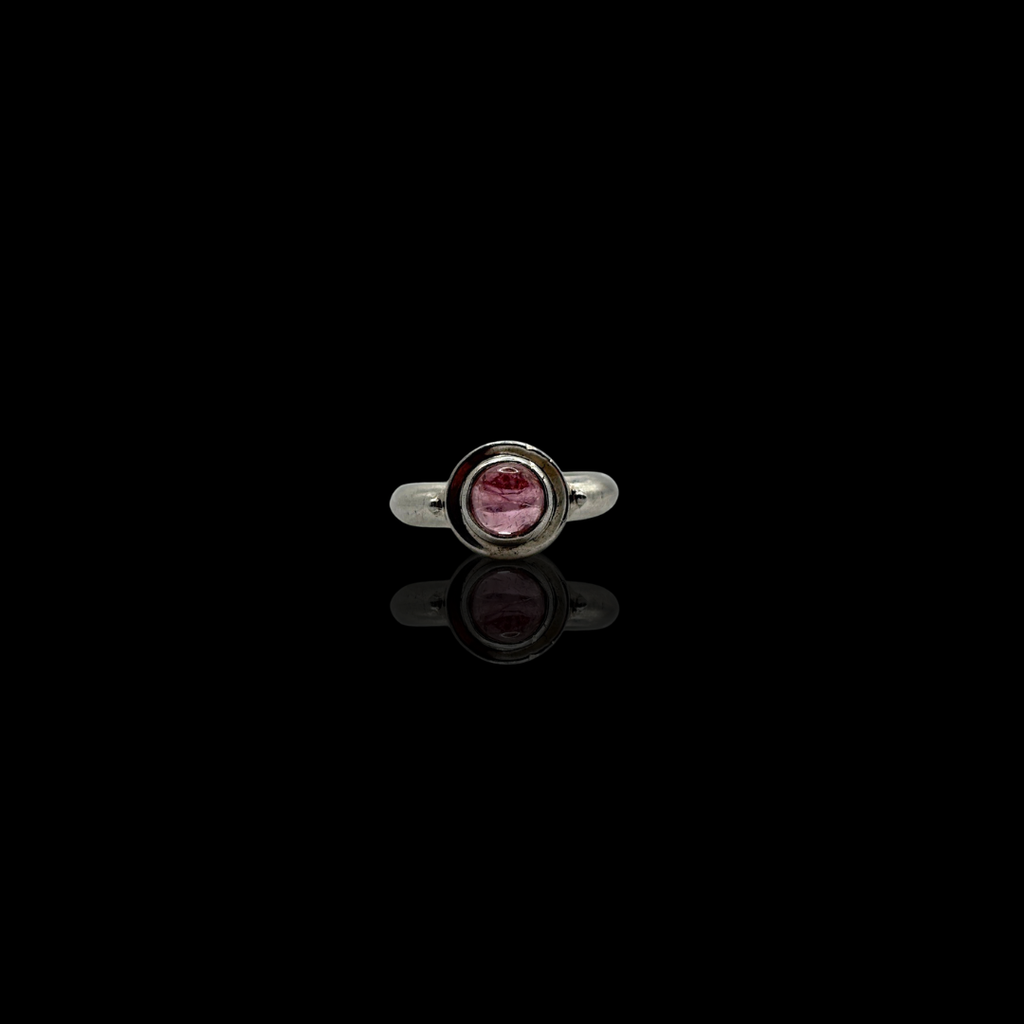 Sterling Elbaite Tourmaline Cabachon Ring