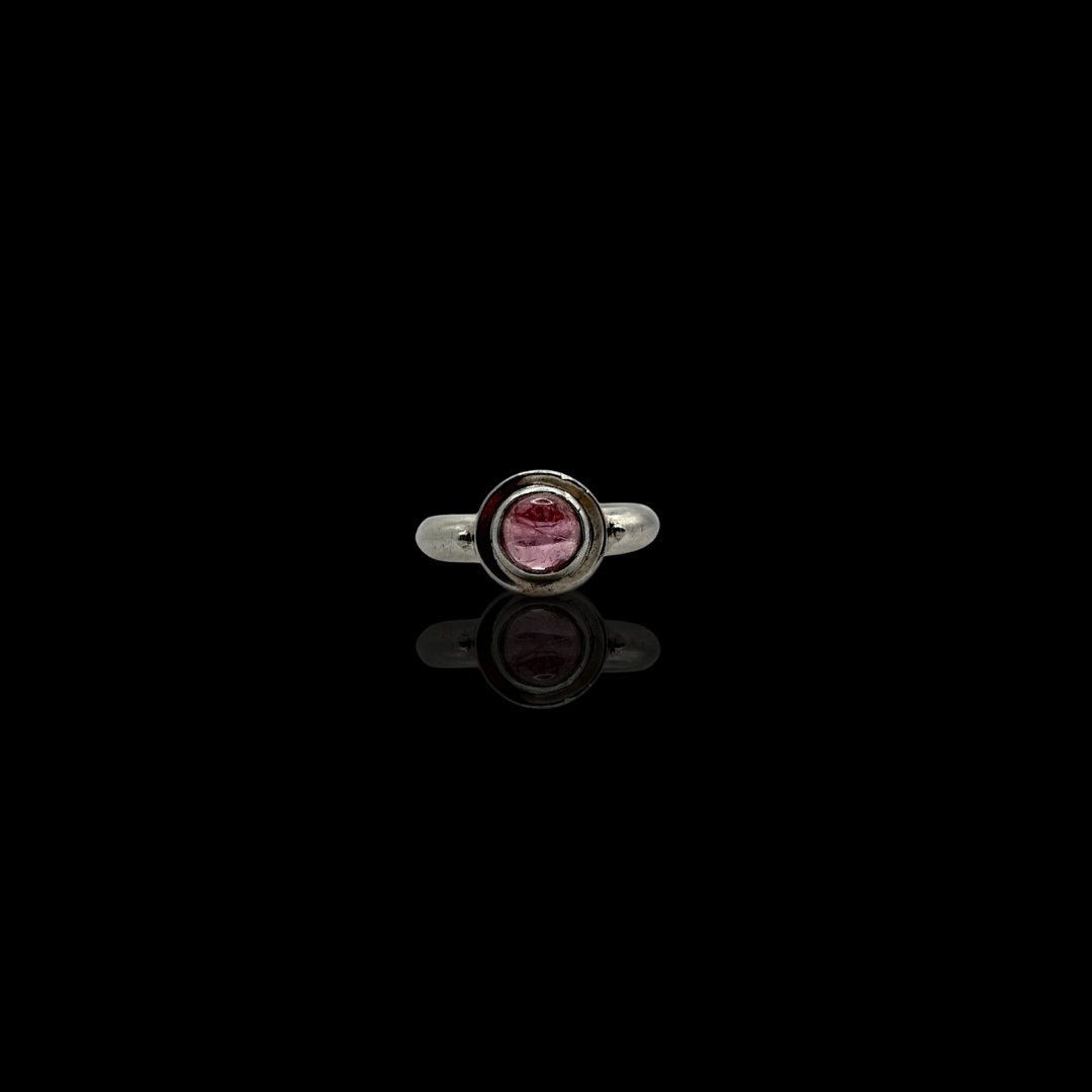 Sterling Elbaite Tourmaline Cabachon Ring