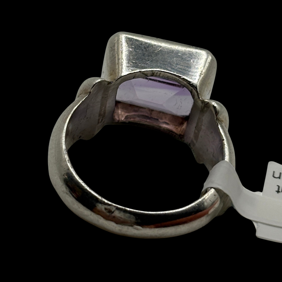 Sterling Statement Amethyst Deco Ring