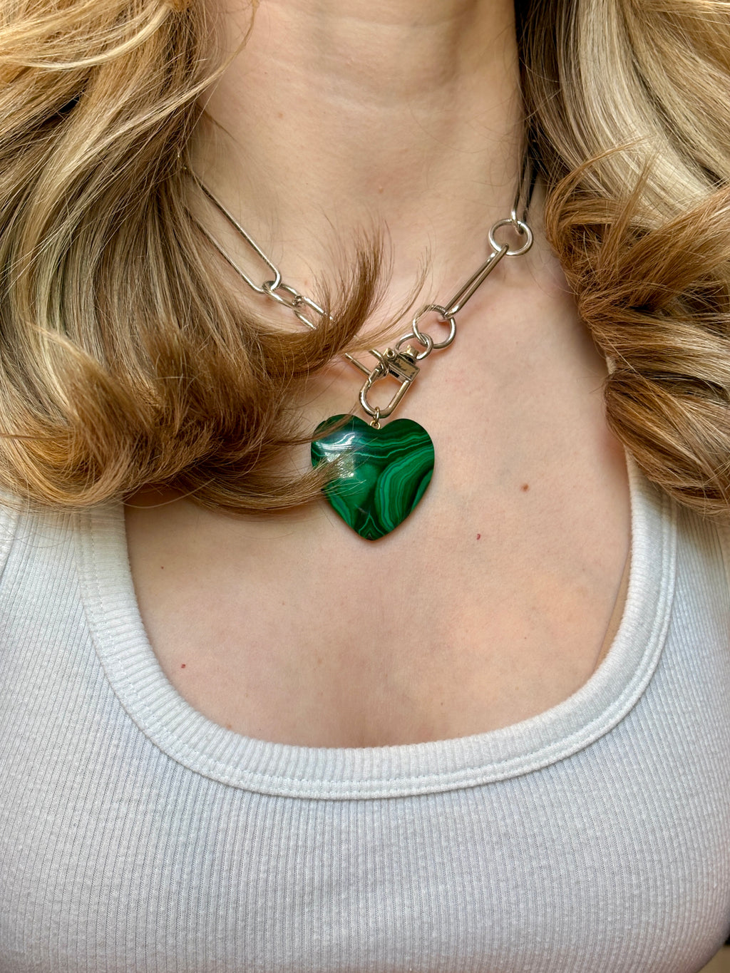 Green Malachite Heart Pendant