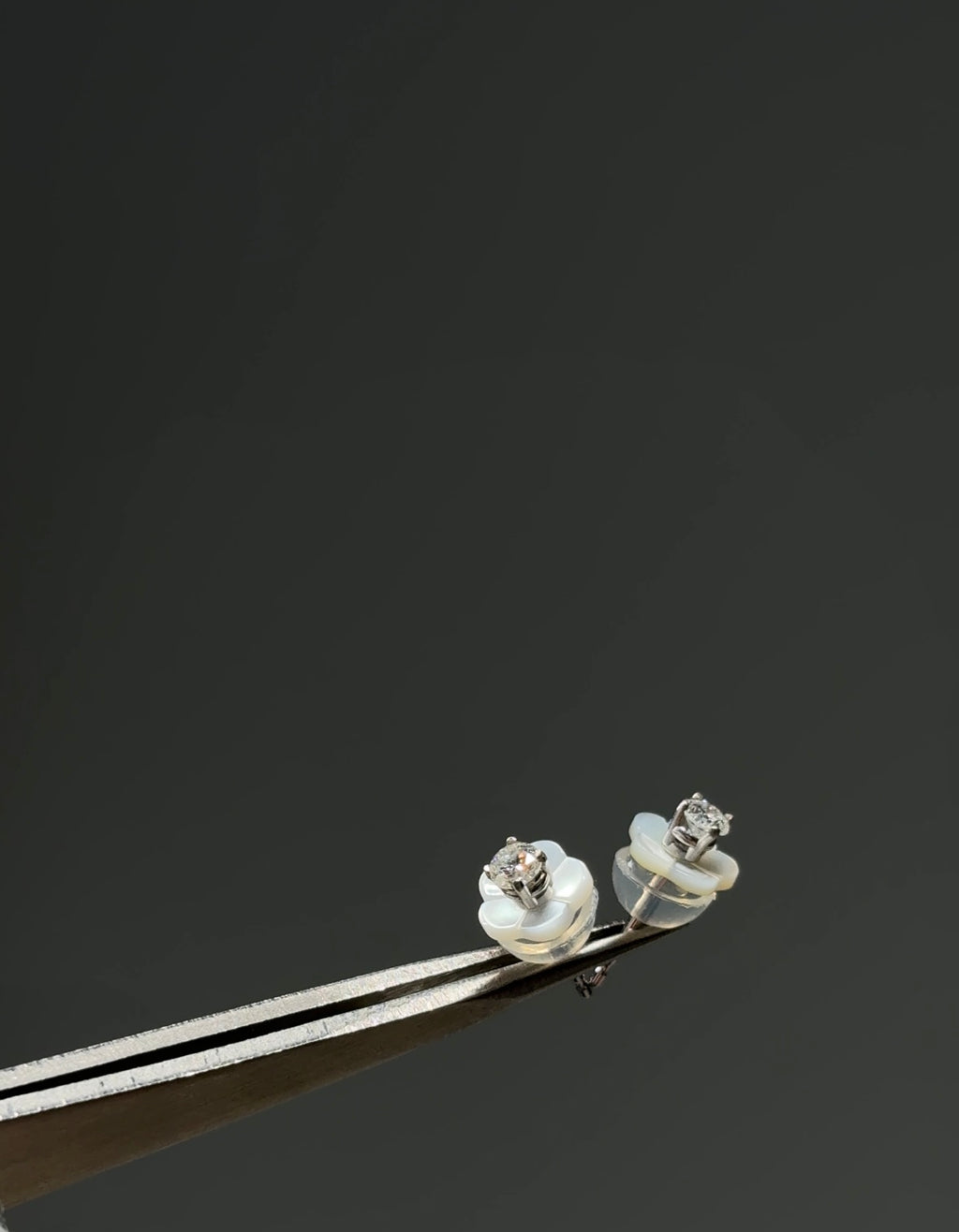 14KT White Gold Natural Diamond Studs with Removeable Mother of Pearl Earring Jackets
