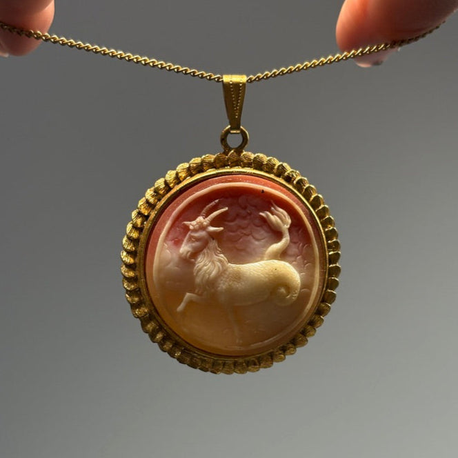 1960s Capricorn Cameo Necklace