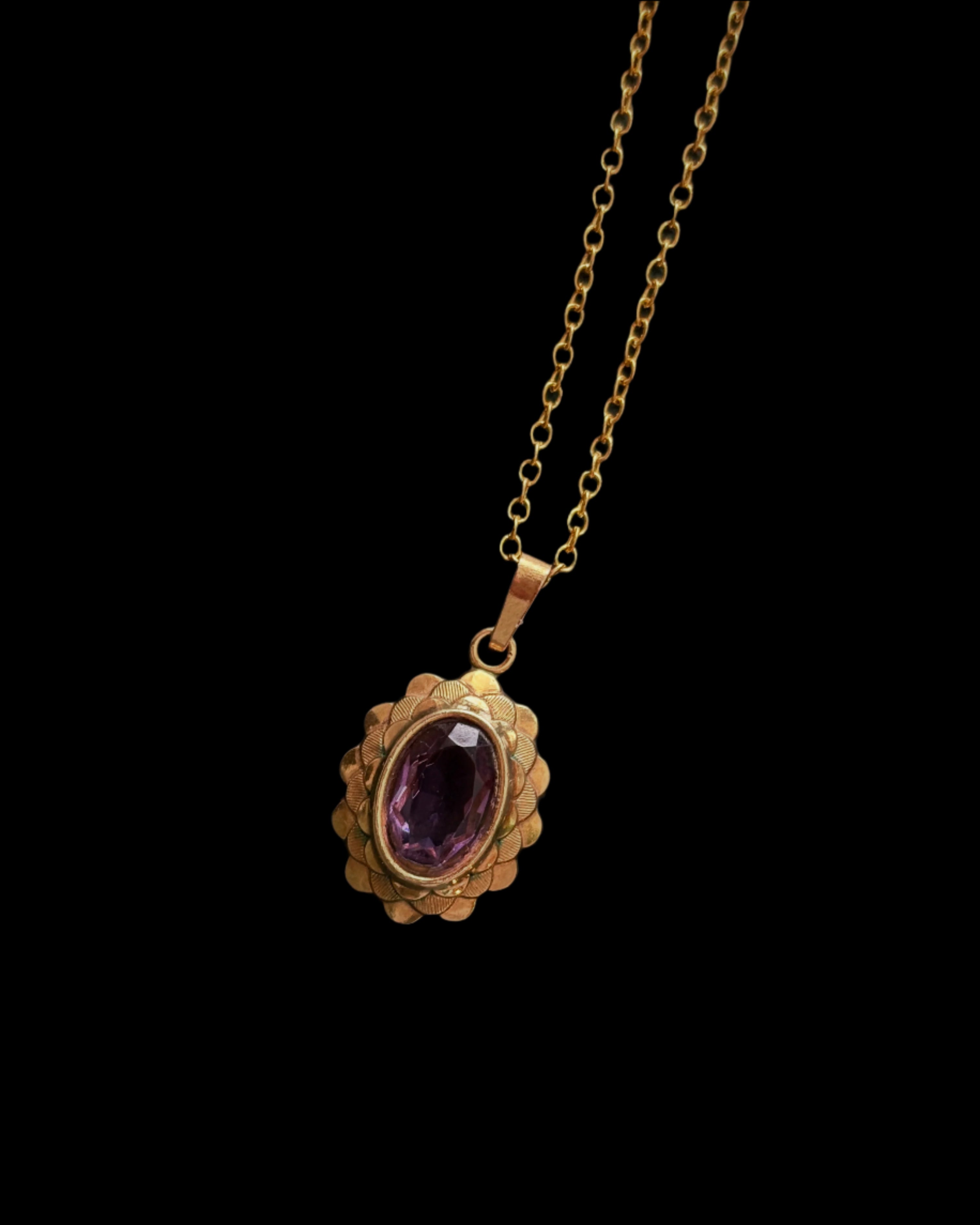 Amethyst Paste Gold-tone Necklace