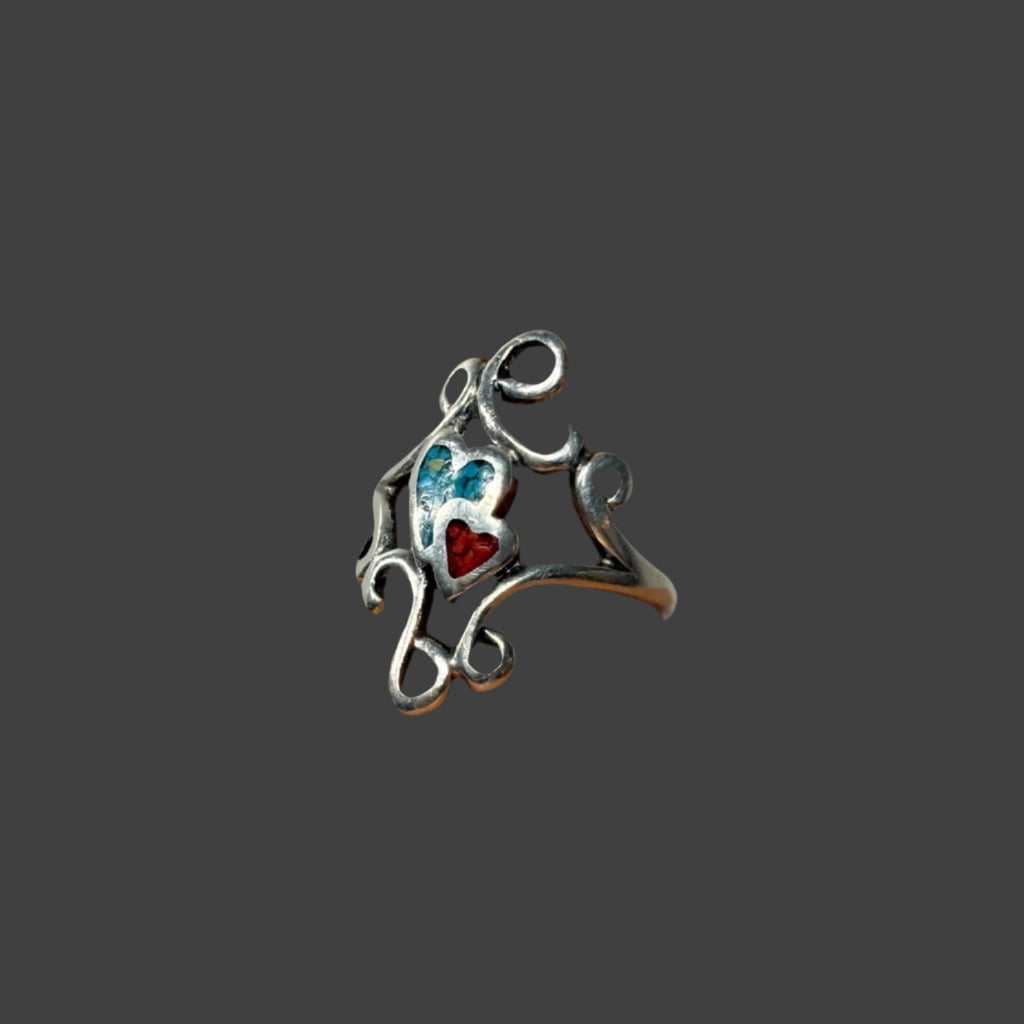 Bague double cœur Navajo 925