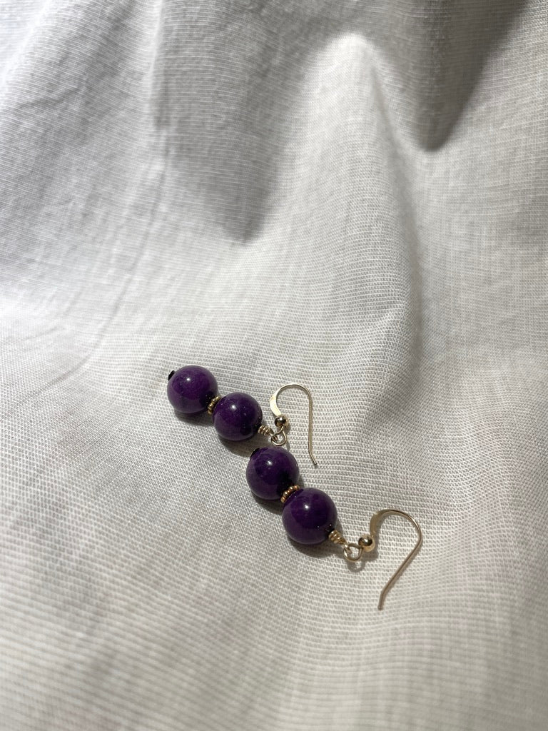 Gold Filled Dainty Amethyst Gold Dangling Earrings
