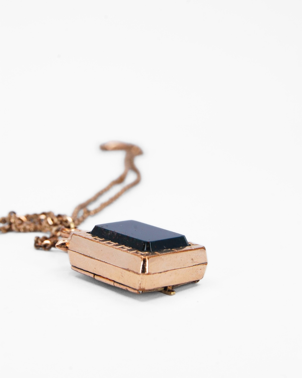 Antique Rare Gold-Filled Bloodstone Shutter Locket