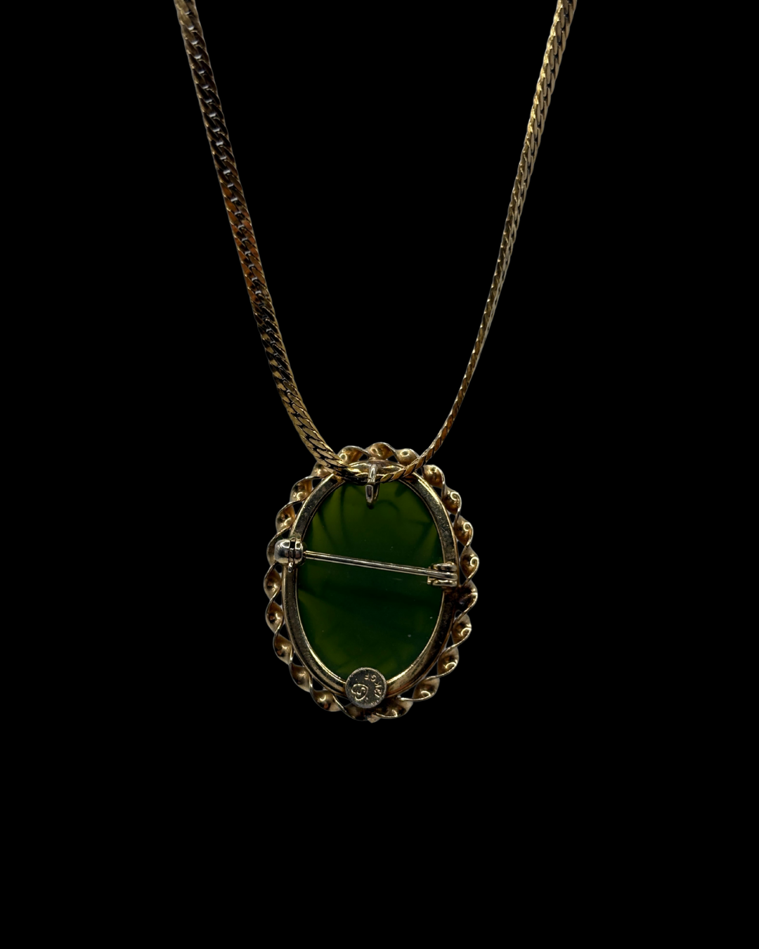 Gold Filled Jadeite Scarab Brooch/Pendant