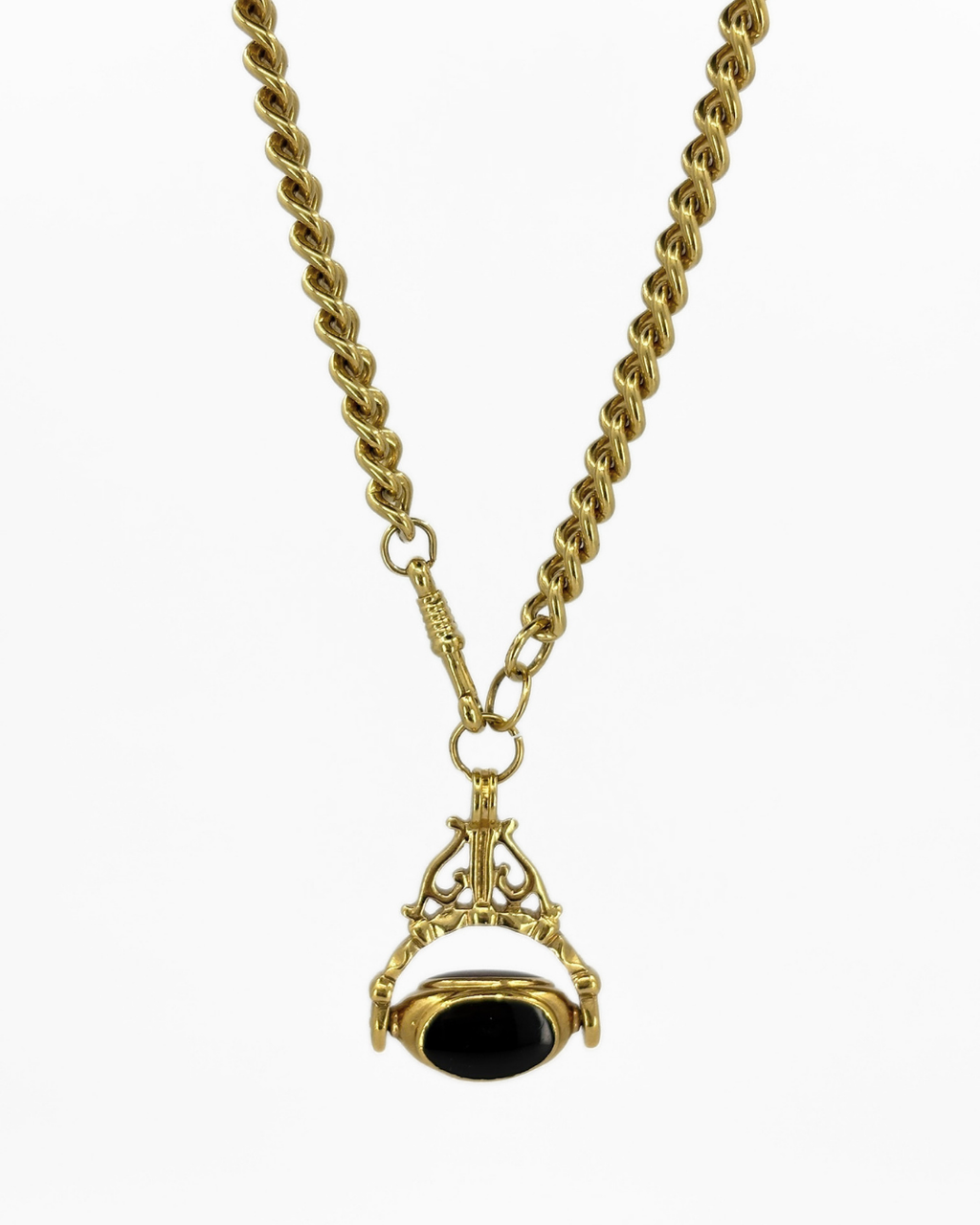 Vintage Gold Filled Albert Chain & Spinner Watch Fob