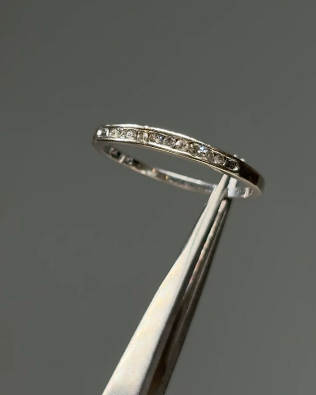 Estate 10KT White Gold Half Eternity Diamond Band