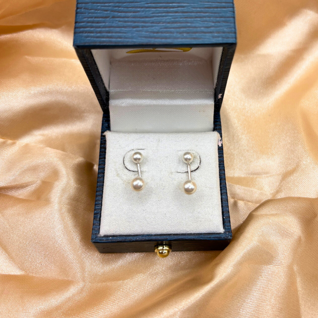 Sterling Dainty Double Pearl Ear Jacket