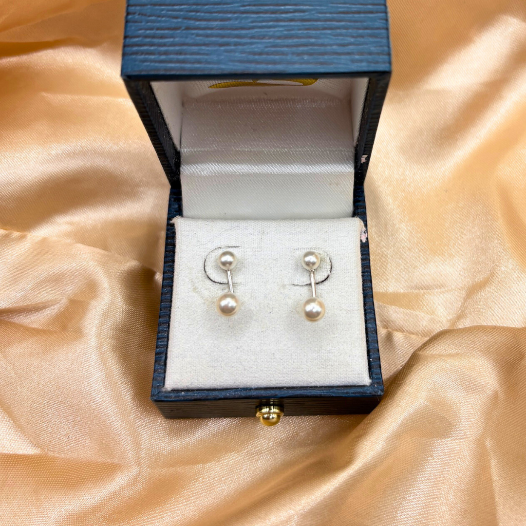 Sterling Dainty Double Pearl Ear Jacket