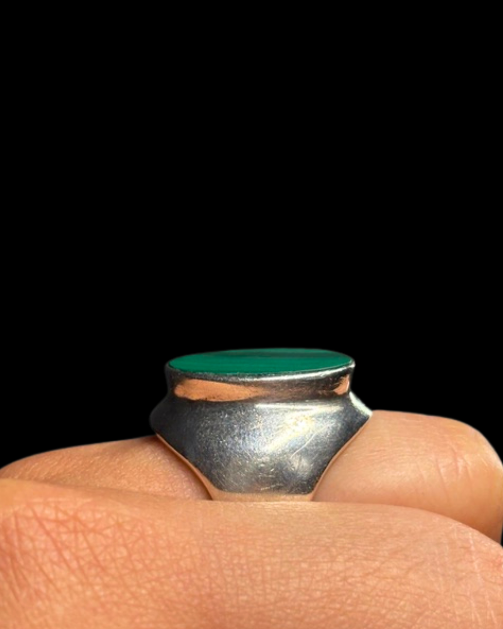 Sterling Malachite Signet Ring