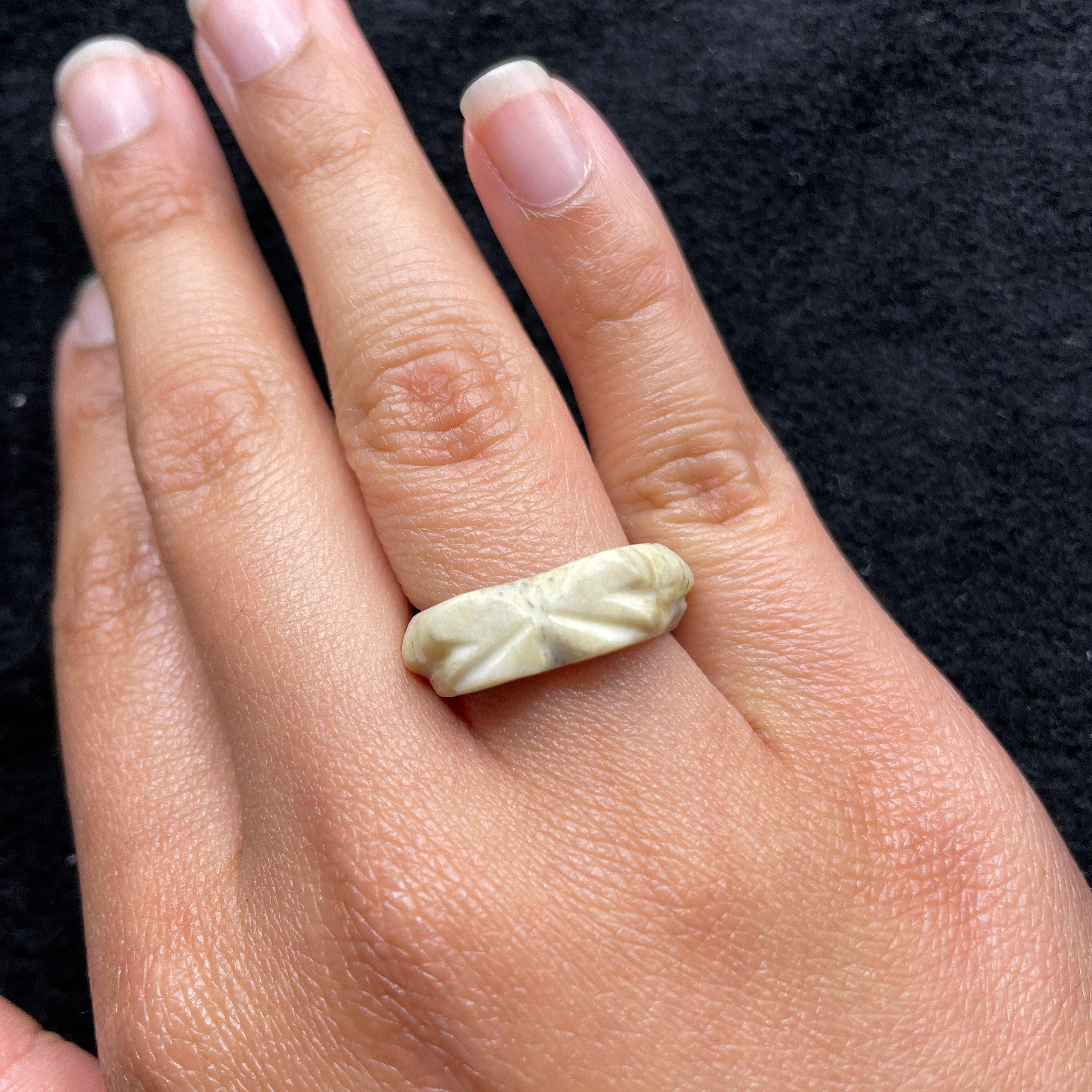 Vintage Carved Bone Ring