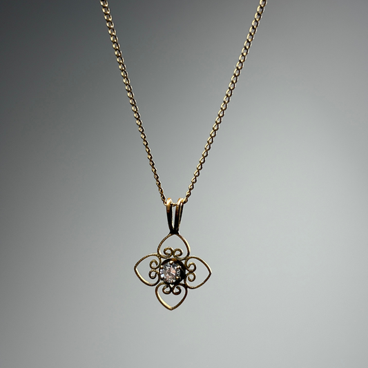 Gold Filled Floral Filigree Cubic Zirconia