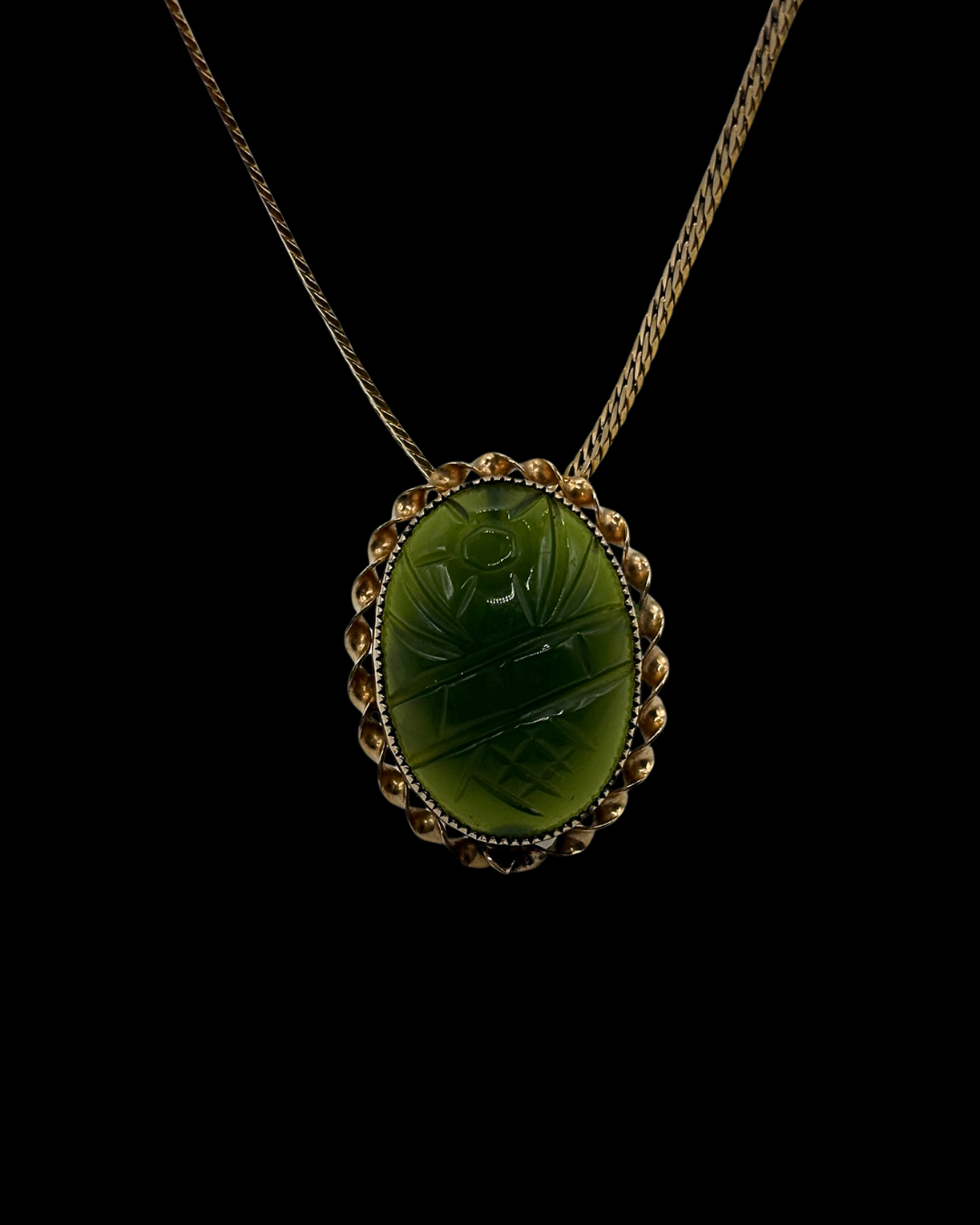 Gold Filled Jadeite Scarab Brooch/Pendant