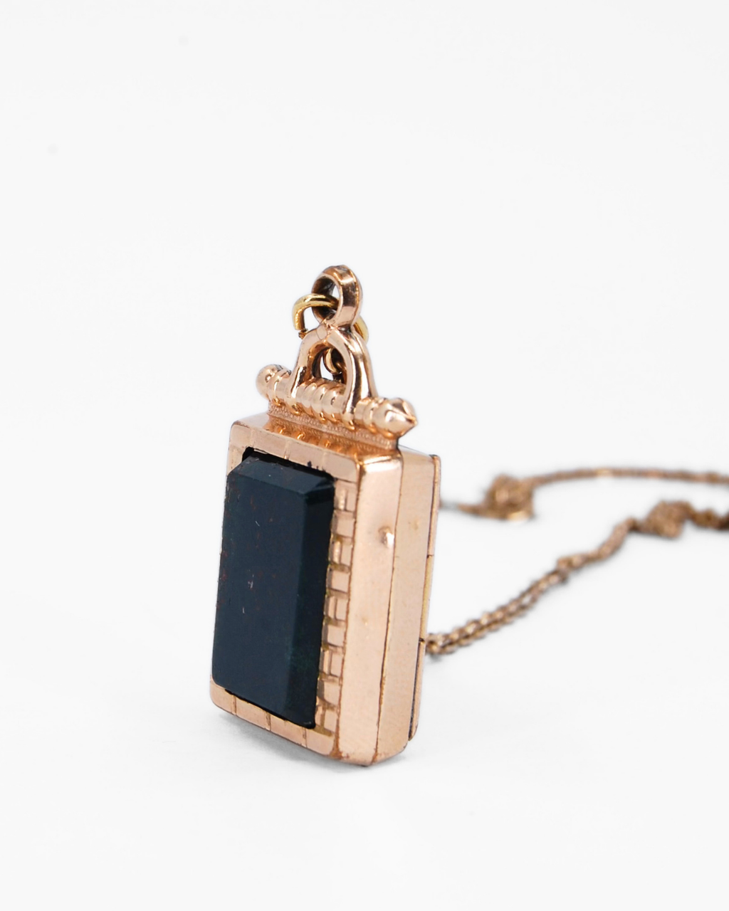 Antique Rare Gold-Filled Bloodstone Shutter Locket
