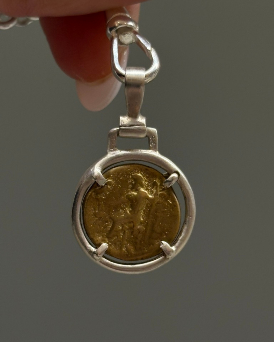 Antike Herkules- & Zeus-Münzanhänger aus Sterlingsilber & Bronze