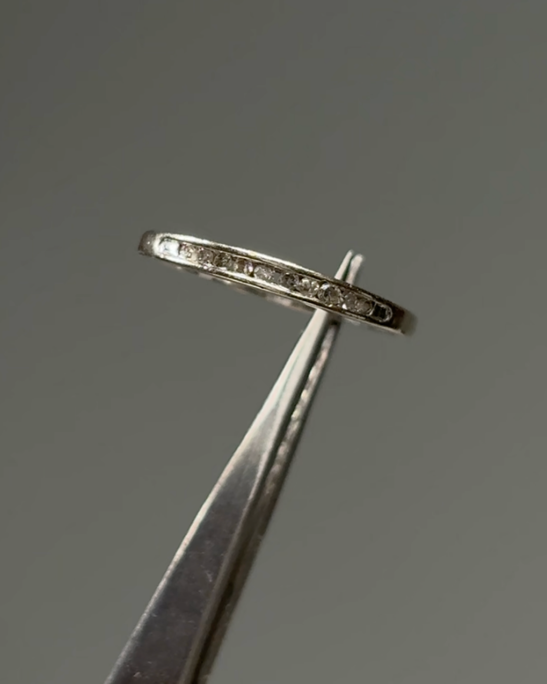 Estate 10KT White Gold Half Eternity Diamond Band